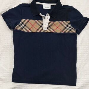 Burberry Kids Polo in Navy and Beige Check